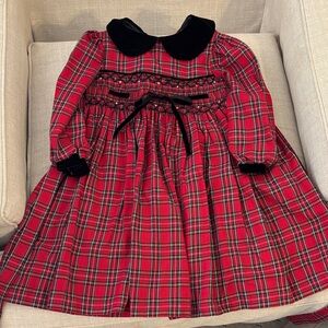Smocked Christmas Plaid Holiday Winter Dress girls 4T